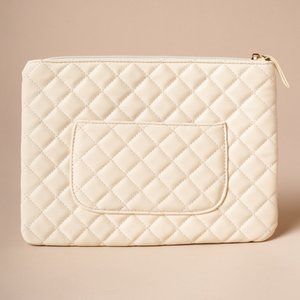 Center Stage Quilted Vegan Leather Clutch (Ivory)